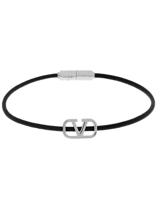 V Logo Signature Bracelet Black - VALENTINO - BALAAN 4