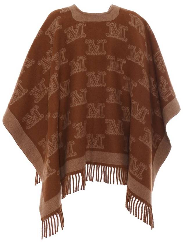 Fringe Logo Wool Cape Brown - MAX MARA - BALAAN 3