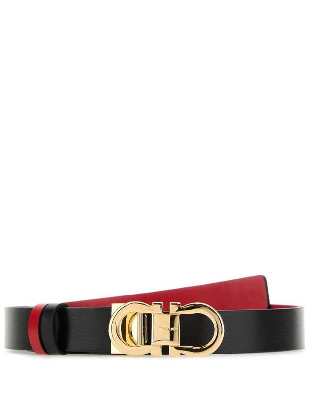 Reversible Gancini Leather Belt Black Flame Red - SALVATORE FERRAGAMO - BALAAN 2