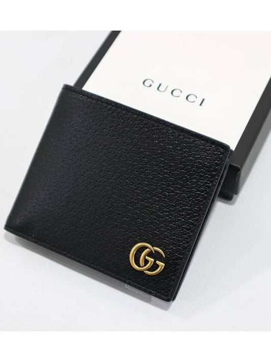 GG Marmont Leather Bi Fold Wallet Black Gold - GUCCI - BALAAN 2