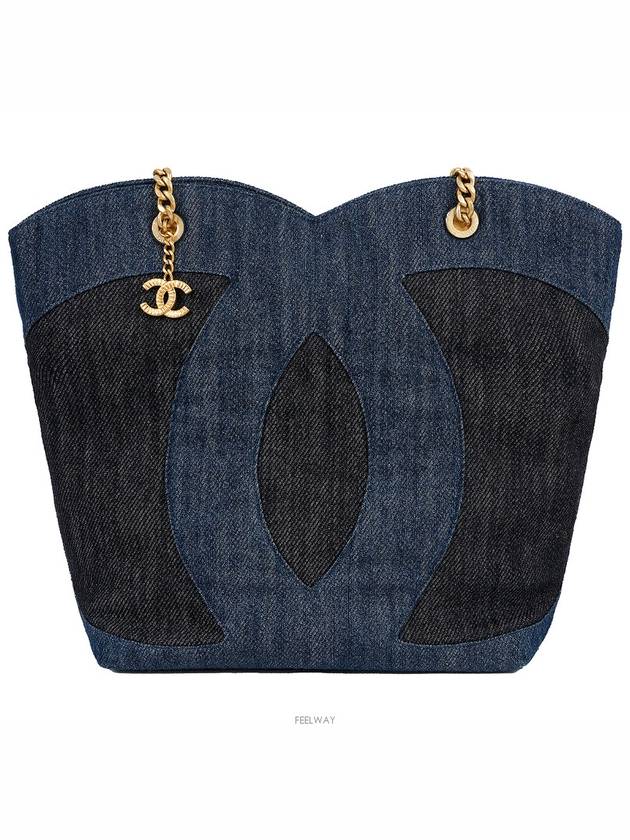 Denim Large CC Shopping Tote Bag Blue Black 74164 - CHANEL - BALAAN 2