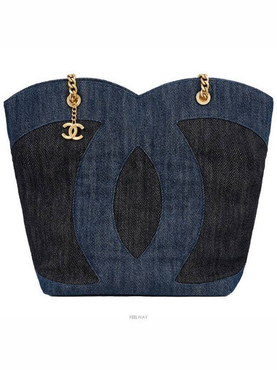 Denim Large CC Shopping Tote Bag Blue Black 74164 - CHANEL - BALAAN 2