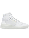 Men's SL24 Used-Look Perforated Leather Mid Top Sneakers White - SAINT LAURENT - BALAAN 1