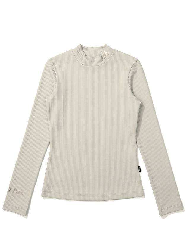 Mockneck rib t shirt BEIGE WOMAN - MALBON GOLF - BALAAN 1