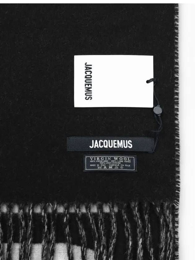 Lecharpe Fringe Logo Virgin Wool Muffler Black - JACQUEMUS - BALAAN 5