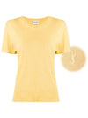 Monogram Embroidered Short Sleeve T-Shirt Yellow - SAINT LAURENT - BALAAN 3