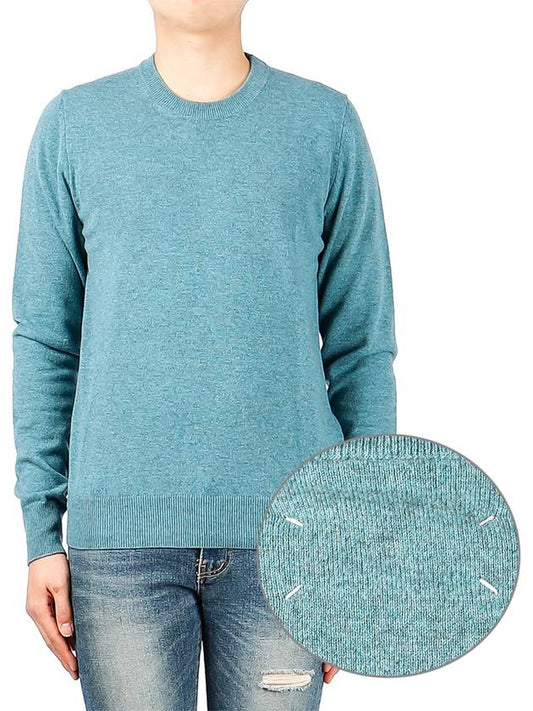 Men's Stitched Cashmere Wool Knit Top Blue - MAISON MARGIELA - BALAAN 2