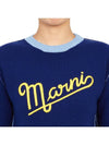 Logo Knit Top Blue - MARNI - BALAAN 7