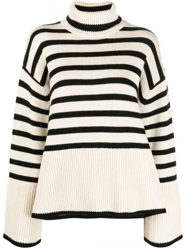 Signature Striped Turtleneck Light Sand - TOTEME - BALAAN 1