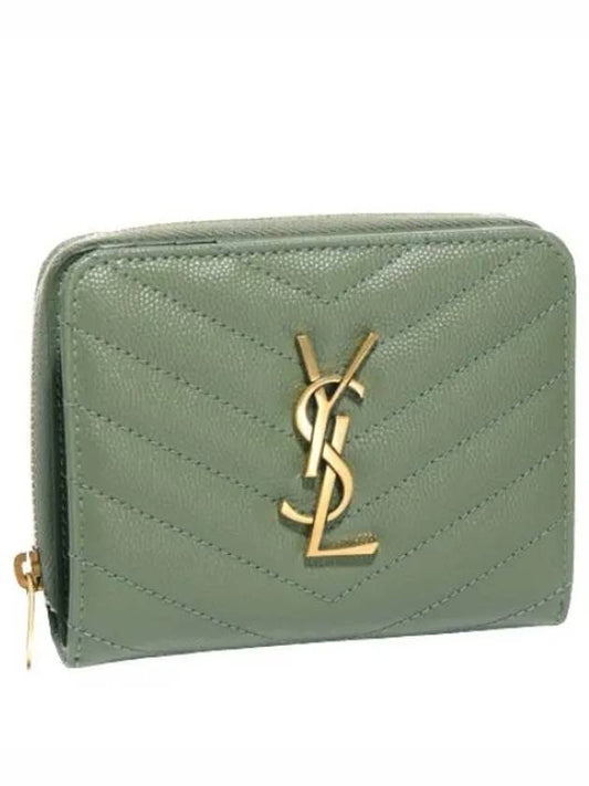 Monogram Compact Zipper Half Wallet Women s Card - SAINT LAURENT - BALAAN 1