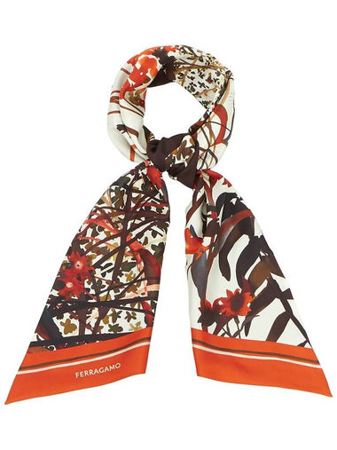 Women's Silk Scarf Brown - SALVATORE FERRAGAMO - BALAAN 1