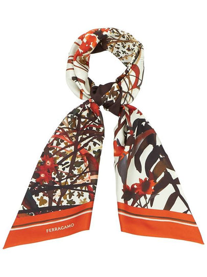 Women's Silk Scarf Brown - SALVATORE FERRAGAMO - BALAAN 2