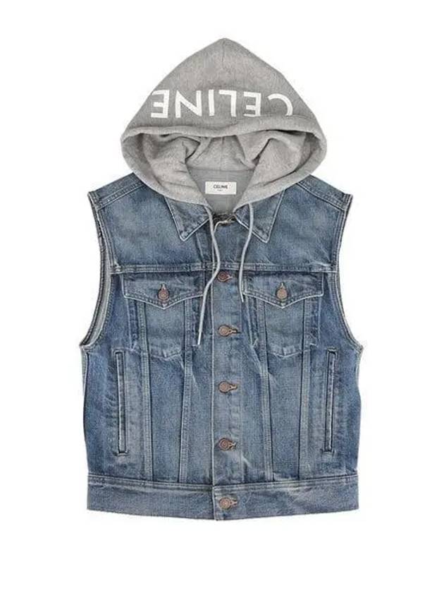 denim sleeveless jacket WITH logo hood 2Q840930F07UW B0651120527 - CELINE - BALAAN 2