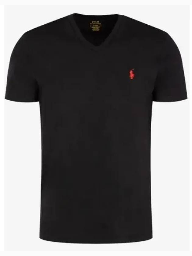 Men's Red Pony V-neck Short Sleeve T-Shirt Black - POLO RALPH LAUREN - BALAAN 2