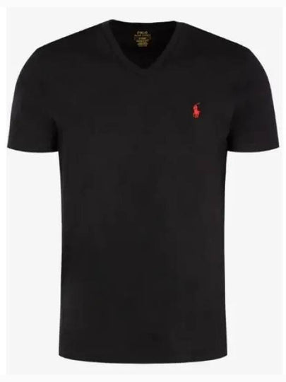 Men's Red Pony V-neck Short Sleeve T-Shirt Black - POLO RALPH LAUREN - BALAAN 2