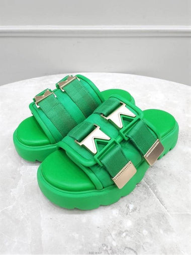 Lux You 37 Green Velcro Buckle Slippers - BOTTEGA VENETA - BALAAN 1