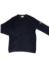 Men's Logo Patch Crew Neck Soft Cotton Knit Top Black - STONE ISLAND - BALAAN 2