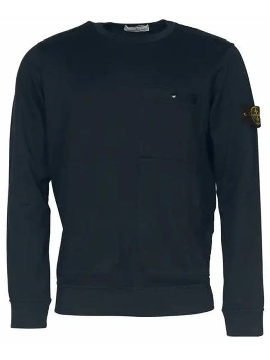 Men's Wappen Patch Pocket Crew Neck Sweatshirt Navy - STONE ISLAND - BALAAN 2