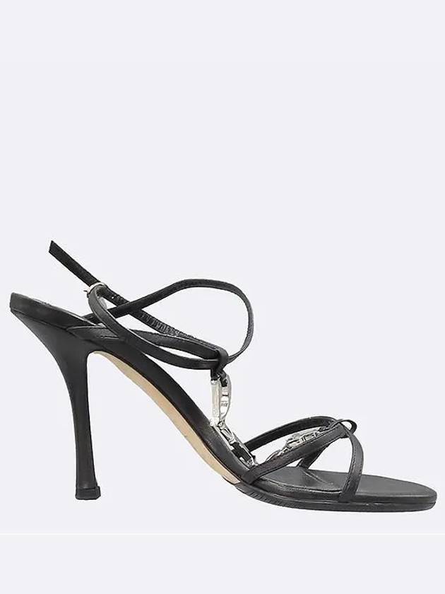 Black leather silver logo decoration women s sandals pumps shoes - DIOR - BALAAN 4