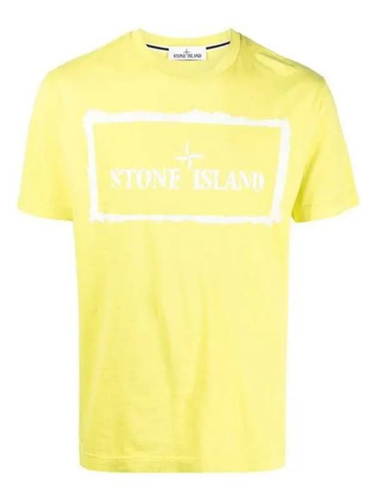 Stencil One Printing Short Sleeve T-Shirt Lime - STONE ISLAND - BALAAN.