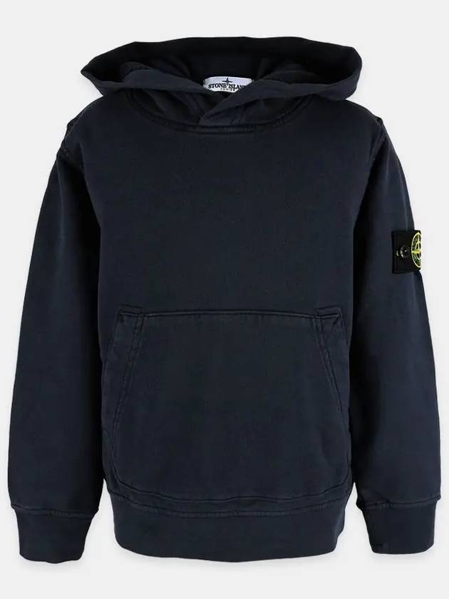 Kids Cotton Fleece Hoodie Navy - STONE ISLAND - BALAAN 3