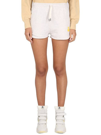 Mifa Logo Print Cotton Shorts Beige - ISABEL MARANT ETOILE - BALAAN 2