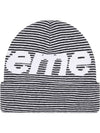 Big Logo Stripe Beanie White Black - SUPREME - BALAAN 3