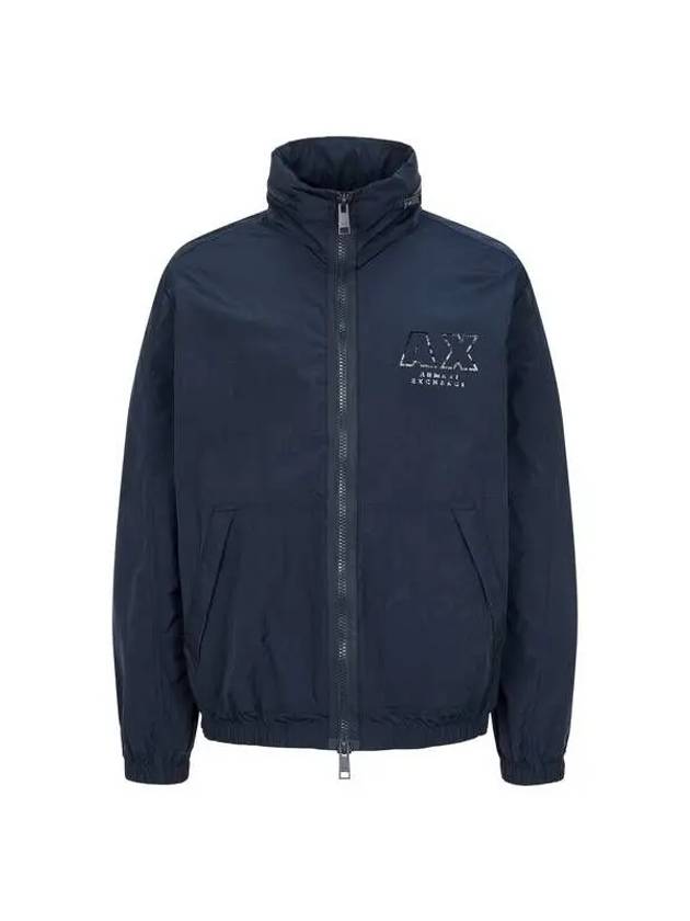 Men s AX Logo Hidden Hooded Jumper Dark Navy - ARMANI EXCHANGE - BALAAN 1