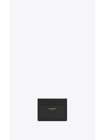 Paris Embossed Leather Card Wallet Black - SAINT LAURENT - BALAAN 1