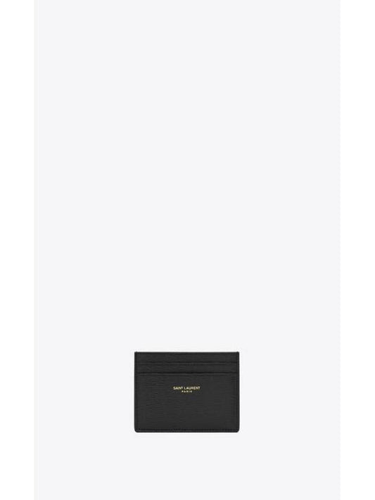 Paris Embossed Leather Card Wallet Black - SAINT LAURENT - BALAAN 1