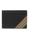 Icon Stripe Grainy Leather Card Wallet Black - BURBERRY - BALAAN 3