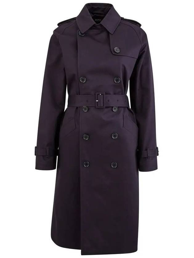 Greta Double Breasted Cotton Trench Coat Navy - A.P.C. - BALAAN 2