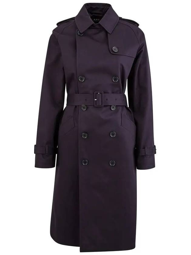Greta double-breasted cotton trench coat navy - A.P.C. - BALAAN 3