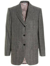 Women's Wool Single Jacket Gray - THOM BROWNE - BALAAN.