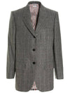 Women's Windowpane Flannel Side Split Sport Single Jacket Medium Grey - THOM BROWNE - BALAAN 1