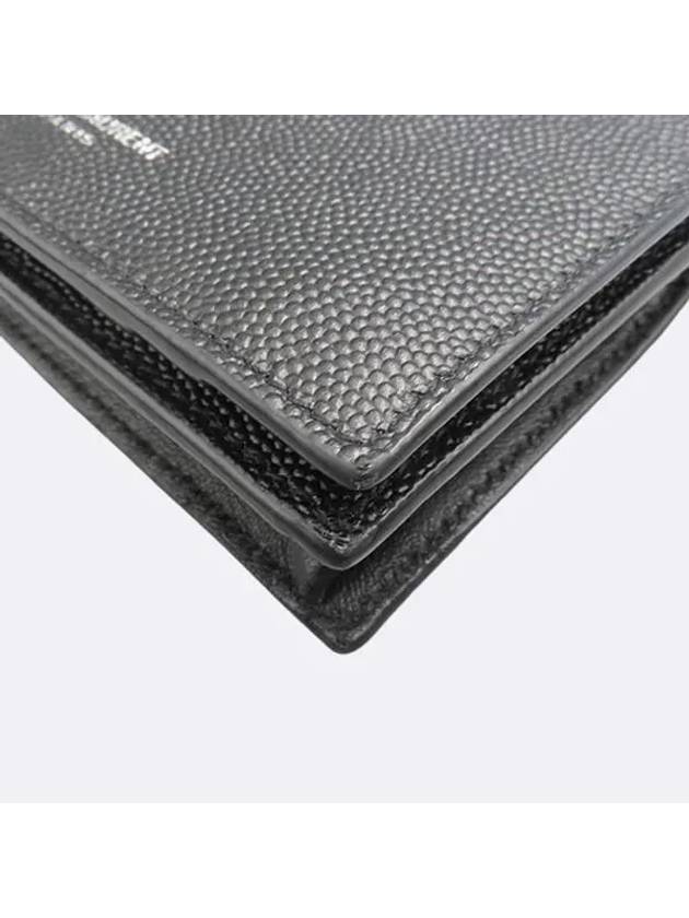 469338 Black Grain Emboss Leather Business Card Holder - SAINT LAURENT - BALAAN 4