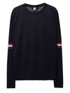 Merino Striped Crew Neck Knit Top Navy - THOM BROWNE - BALAAN 3