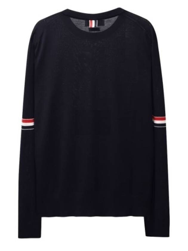 Merino Striped Crew Neck Knit Top Navy - THOM BROWNE - BALAAN 3