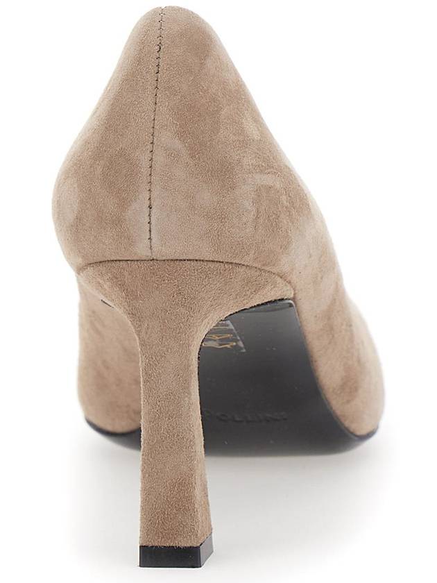 Beige Pumps With Geometric Heel In Suede Woman - POLLINI - BALAAN 4