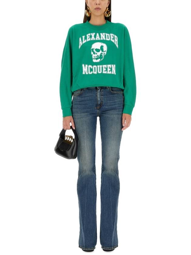 Skull Print Sweatshirt Green - ALEXANDER MCQUEEN - BALAAN 3