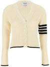 4 Bar Cable Wool Crop Cardigan Ivory - THOM BROWNE - BALAAN 2