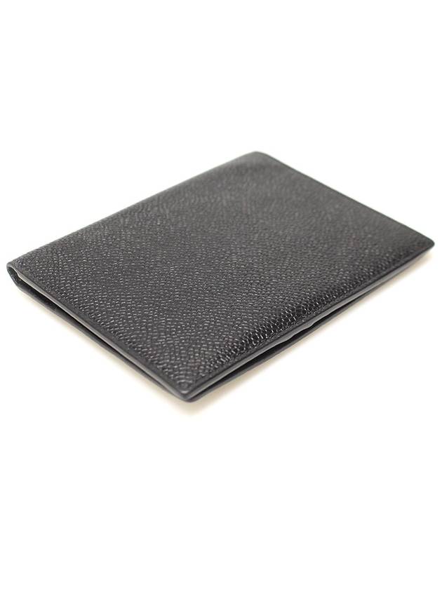 MAW034A00198001 Black Pebble Grain Leather Passport Wallet - THOM BROWNE - BALAAN 3