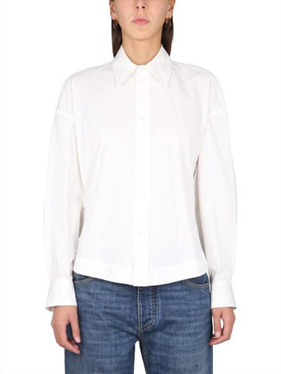 Women's Compact Cotton Long Sleeve Shirt Chalk - BOTTEGA VENETA - BALAAN 2