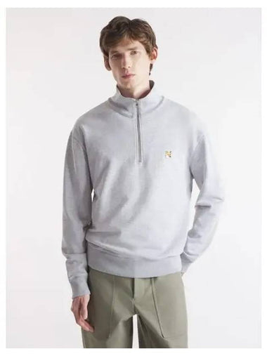 Men s Foxhead Patch Comfort Half Zip up Sweatshirt Light Gray Melange Domestic Product GM0024071864483 - MAISON KITSUNE - BALAAN 1