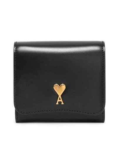 Heart Logo Flap Card Wallet Black - AMI - BALAAN 2