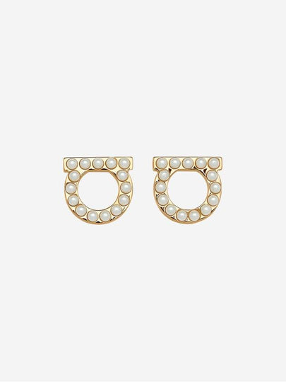 Gancini Pearl Earrings Gold - SALVATORE FERRAGAMO - BALAAN 2