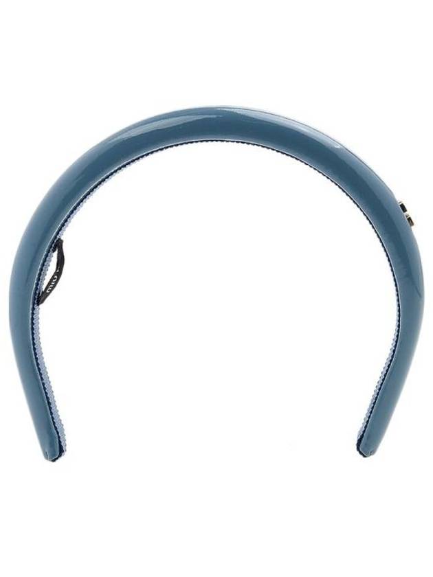 Logo Patent Leather Headband Astral Blue - MIU MIU - BALAAN 4