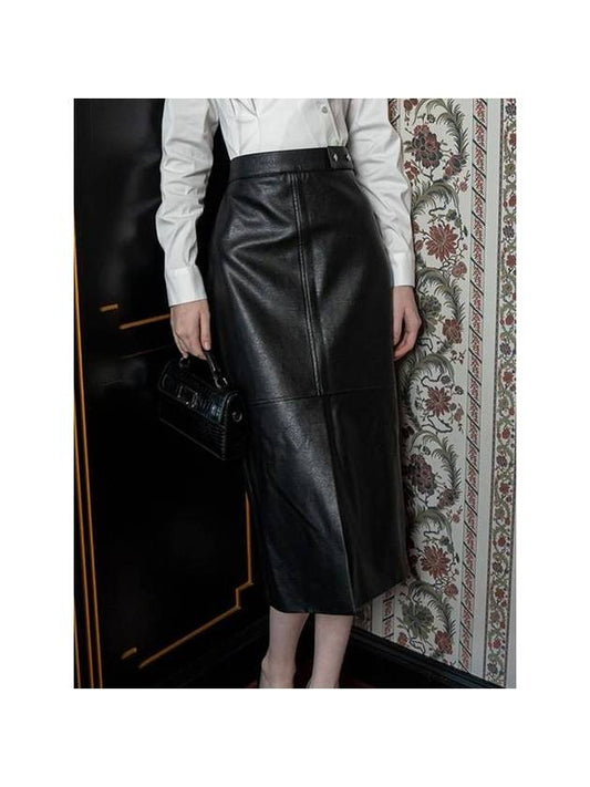 leather H-line skirt black - DEFEMME - BALAAN 1