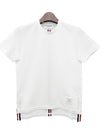 Center Back Stripe Classic Cotton Pique Relaxed Fit Short Sleeve T-Shirt White - THOM BROWNE - BALAAN 3