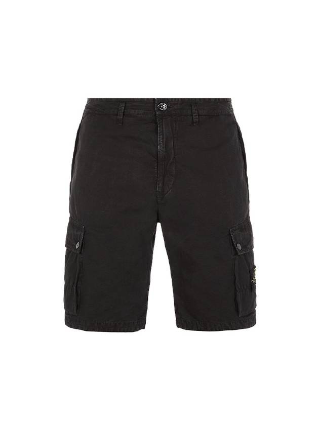 Logo Cotton Slim Cargo Shorts Black - STONE ISLAND - BALAAN 2